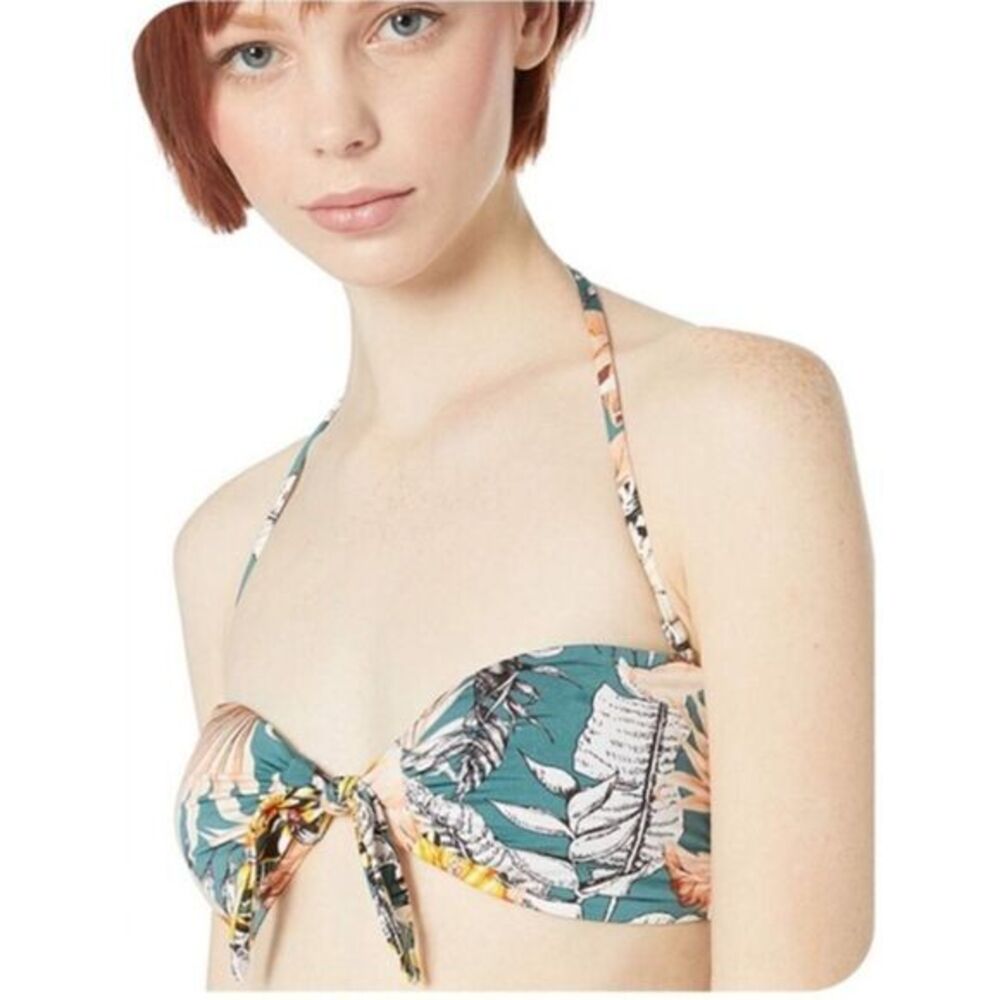 NEW Bikini Lab Tropical bandeau bikini top, Teal, Medium‎
